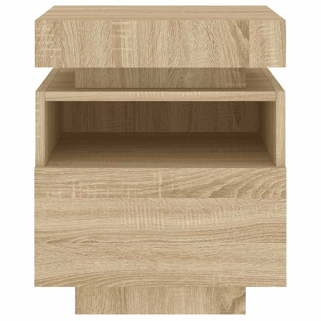 Nachttische mit LED-Leuchten 2 Stk. Sonoma Eiche 40x39x48,5 cm
